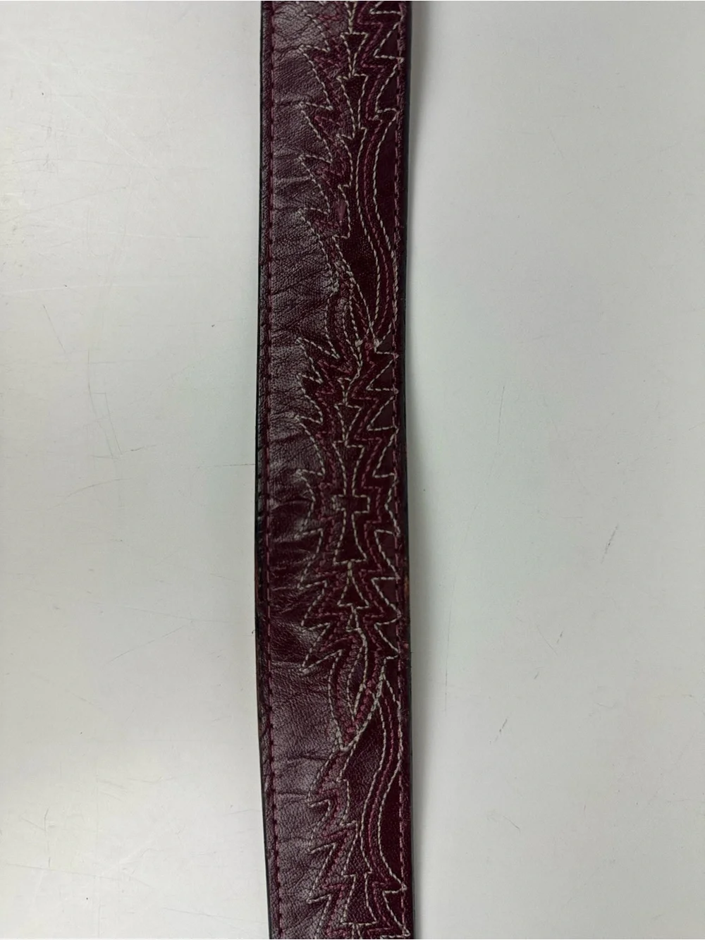 Leather Western-Style Red Belt with Silver Buckle